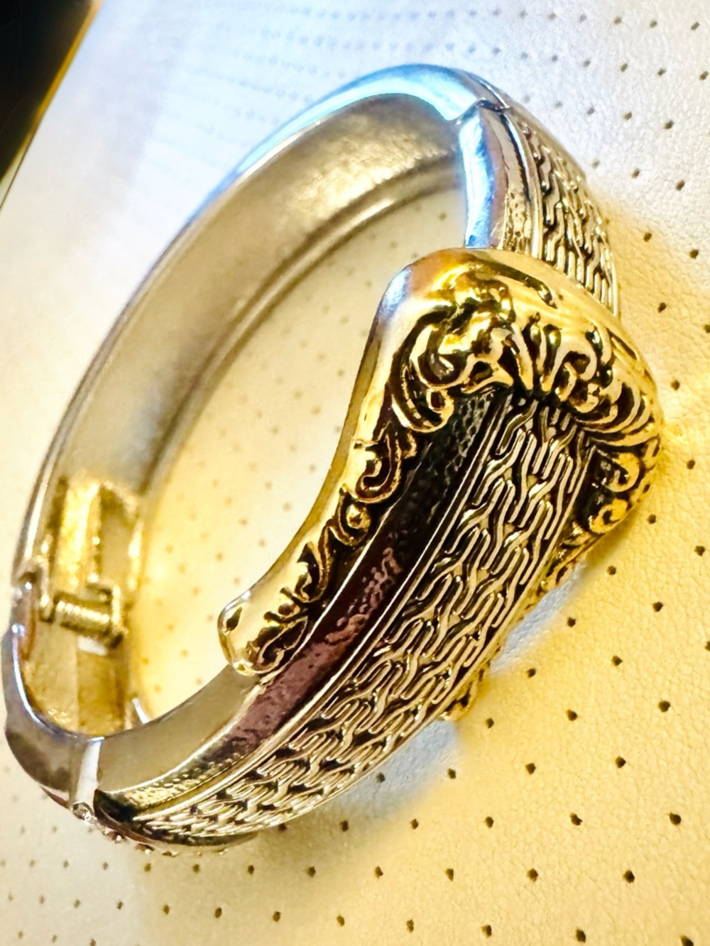 Gold and Silver Country Belt Buckle Women's Bracelet